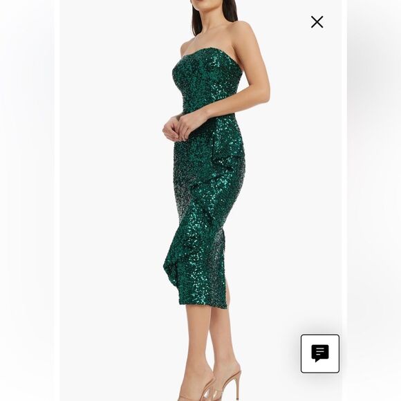 New Dress The Population Alexis sequin midi dress in emeralds green holiday sz M - Picture 2 of 16